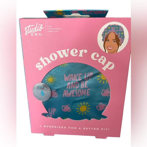 New Studio Dry Oversized Shower Cap - "Wake Up and Be Awesome" Print - Picture 3 of 6
